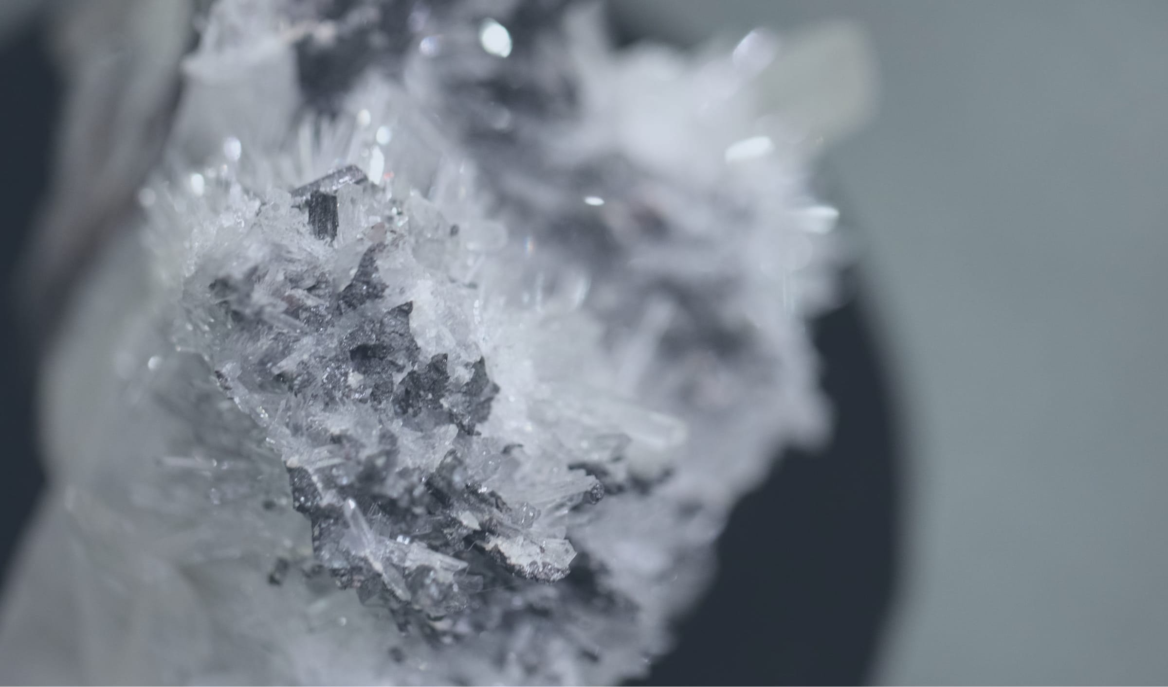 Blue mineral crystal formations in close detail